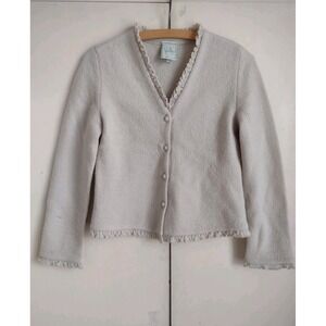 Auth Sybilla Beige Wool Cardigan Sz L Minimalist Capsule Wardrobe Quiet Luxury